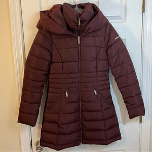 LAUNDRY BY SHELLI SEGAL Women' 3/4 Puffer Jacket   With Hood & Velvet Trim Sz XS